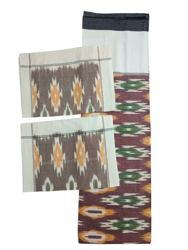 Pochampally Ikkat Double THICK Bedsheet with 2 Pillow Covers - IKTB004