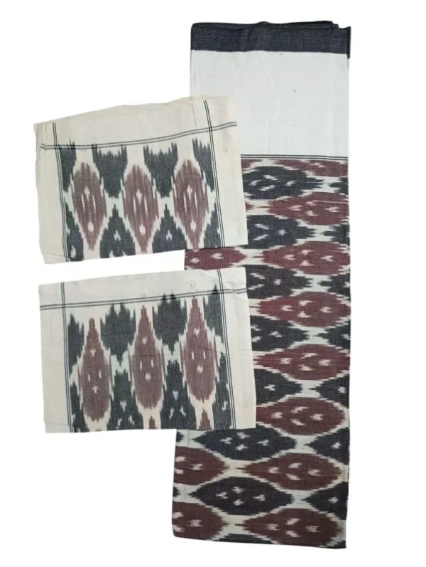 Pochampally Ikkat Double THICK Bedsheet with 2 Pillow Covers - IKTB005