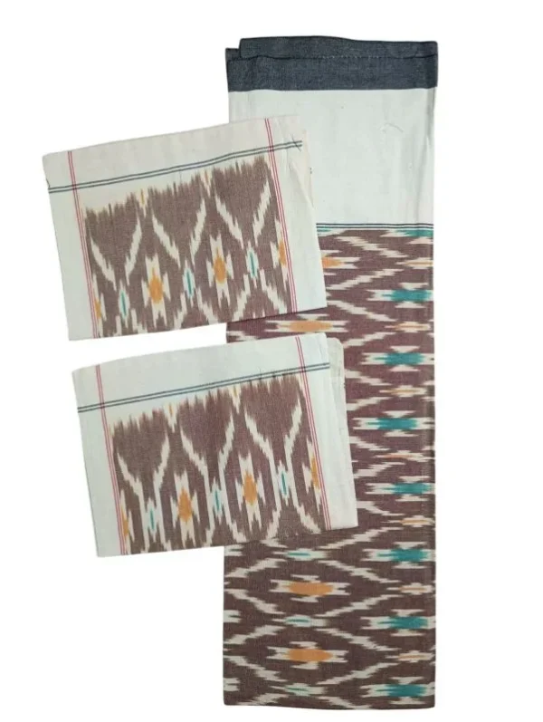 Pochampally Ikkat Double THICK Bedsheet with 2 Pillow Covers - IKTB006