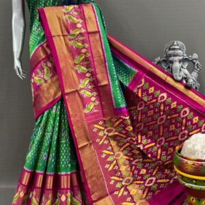 Pochampally  Double Ikkat Silk Sarees With Blouse | Handloom Sarees - PABS120001