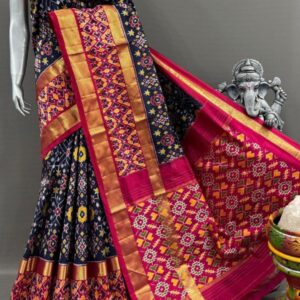 Pochampally  Double Ikkat Silk Sarees With Blouse | Handloom Sarees - PABS1200014