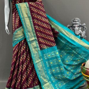 Pochampally  Double Ikkat Silk Sarees With Blouse | Handloom Sarees - PABS1200015