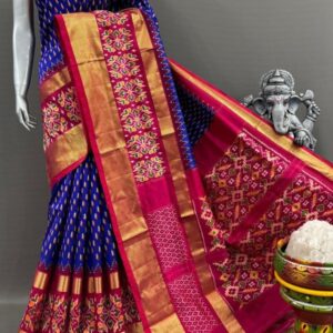 Pochampally  Double Ikkat Silk Sarees With Blouse | Handloom Sarees - PABS120002