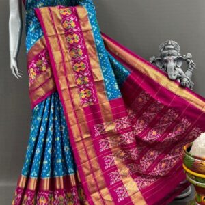 Pochampally  Double Ikkat Silk Sarees With Blouse | Handloom Sarees - PABS1200022