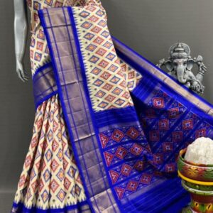 Pochampally Double Ikkat Silk Sarees With Blouse | Handloom Sarees - PABS1200025