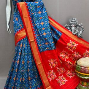 Pochampally Double Ikkat Silk Sarees With Blouse | Handloom Sarees - PABS1200026