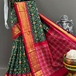 Pochampally Double Ikkat Silk Sarees With Blouse | Handloom Sarees - PABS1200028