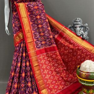 Pochampally Double Ikkat Silk Sarees With Blouse | Handloom Sarees - PABS1200032