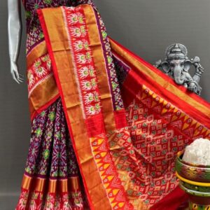 Pochampally  Double Ikkat Silk Sarees With Blouse | Handloom Sarees - PABS120004