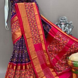 Pochampally  Double Ikkat Silk Sarees With Blouse | Handloom Sarees - PABS120007