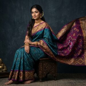 Pure Ikkat Sico  Silk Cotton  Sarees, 4 Inch Border Handloom Saree With Blouse - PRS4SICO00045