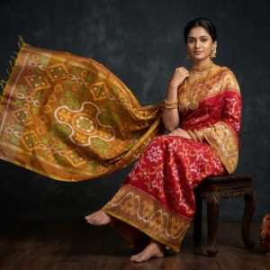Pure Ikkat Sico  Silk Cotton  Sarees, 4 Inch Border Handloom Saree With Blouse - PRS4SICO00047