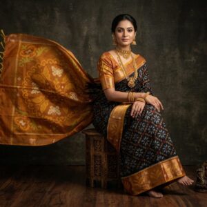 Pure Ikkat Sico  Silk Cotton  Sarees, 4 Inch Border Handloom Saree With Blouse - PRS4SICO00058