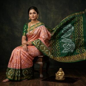 Pure Ikkat Sico  Silk Cotton  Sarees, 4 Inch Border Handloom Saree With Blouse - PRS4SICO00063