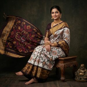 Pure Ikkat Sico  Silk Cotton  Sarees, 4 Inch Border Handloom Saree With Blouse - PRS4SICO00064
