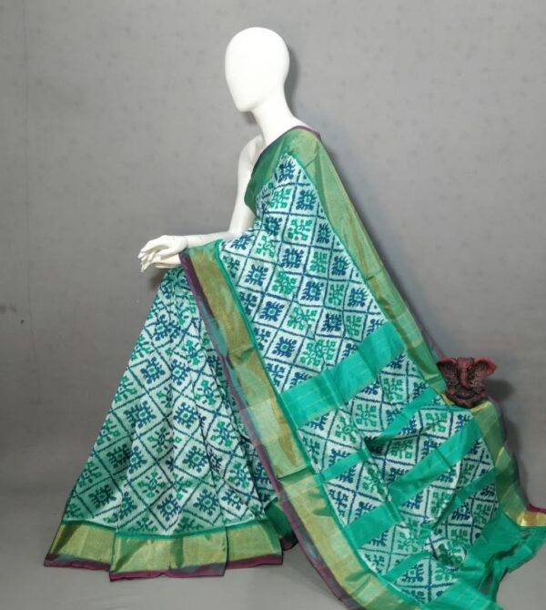 Ikkat Pochampally Handloom Silk  Saree   Zari  Border With Blouse -PRSS125001