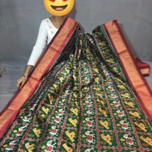 Ikkat Pochampally Handloom Silk  Saree   Zari  Border With Blouse -PRSS1250010