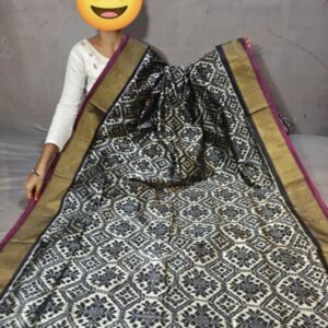 Ikkat Pochampally Handloom Silk  Saree   Zari  Border With Blouse -PRSS1250011