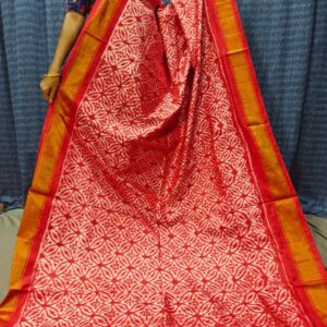 Ikkat Pochampally Handloom Silk  Saree   Zari  Border With Blouse -PRSS1250013