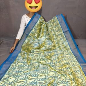 Ikkat Pochampally Handloom Silk  Saree   Zari  Border With Blouse -PRSS1250015