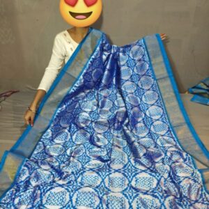 Ikkat Pochampally Handloom Silk  Saree   Zari  Border With Blouse -PRSS1250016