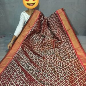 Ikkat Pochampally Handloom Silk  Saree   Zari  Border With Blouse -PRSS1250017