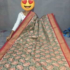 Ikkat Pochampally Handloom Silk  Saree   Zari  Border With Blouse -PRSS1250021
