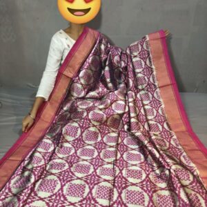 Ikkat Pochampally Handloom Silk  Saree   Zari  Border With Blouse -PRSS1250022