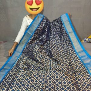Ikkat Pochampally Handloom Silk  Saree   Zari  Border With Blouse -PRSS1250023