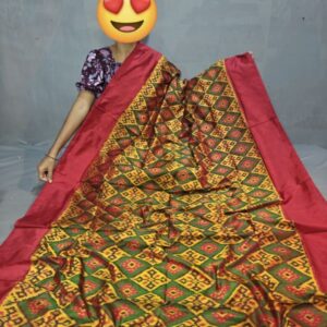 Ikkat Pochampally Handloom Silk  Saree   Zari  Border With Blouse -PRSS1250026