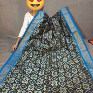 Ikkat Pochampally Handloom Silk  Saree   Zari  Border With Blouse -PRSS1250027