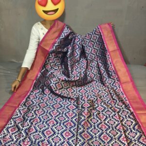 Ikkat Pochampally Handloom Silk  Saree   Zari  Border With Blouse -PRSS1250029