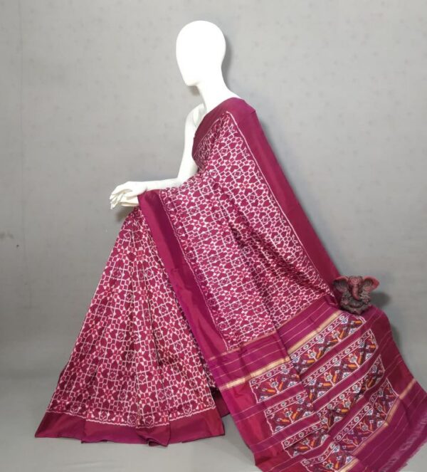 Ikkat Pochampally Handloom Silk  Saree   Zari  Border With Blouse -PRSS125003