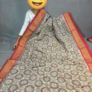 Ikkat Pochampally Handloom Silk  Saree   Zari  Border With Blouse -PRSS1250032