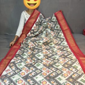 Ikkat Pochampally Handloom Silk  Saree   Zari  Border With Blouse -PRSS1250034