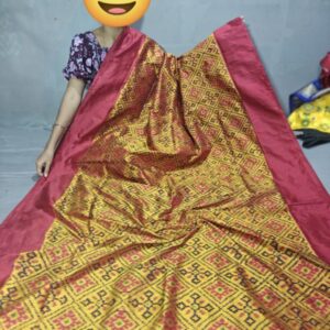 Ikkat Pochampally Handloom Silk  Saree   Zari  Border With Blouse -PRSS1250035