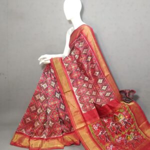 Ikkat Pochampally Handloom Silk  Saree   Zari  Border With Blouse -PRSS125004