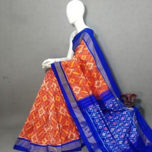 Ikkat Pochampally Handloom Silk  Saree   Zari  Border With Blouse -PRSS125009