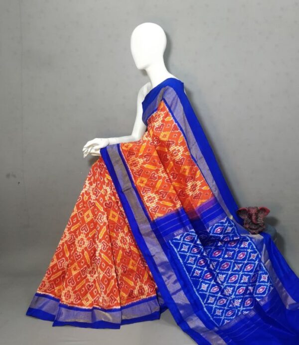 Ikkat Pochampally Handloom Silk  Saree   Zari  Border With Blouse -PRSS125009