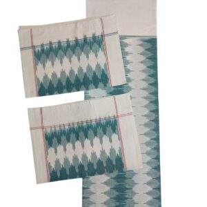 Pochampally Ikkat HandWovened 100% Cotton Double Bedsheet with 2 Pillow Covers - IKDB0006
