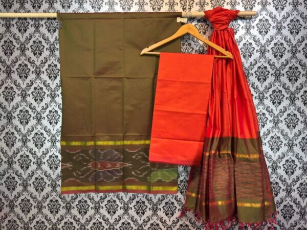 Pochampally Ikkat Silk Mix Unstitched Ethnic Dress Materials -CKSMDM00021