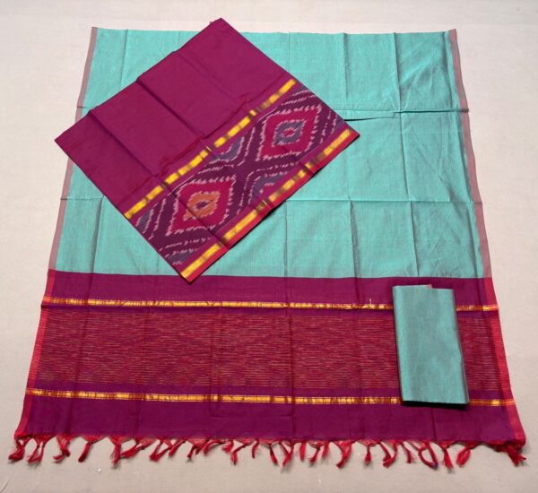handloom cotton dress materials online Pochampally Ikkat Silk Mix Unstitched Ethnic Dress Materials -CKSMDM00026