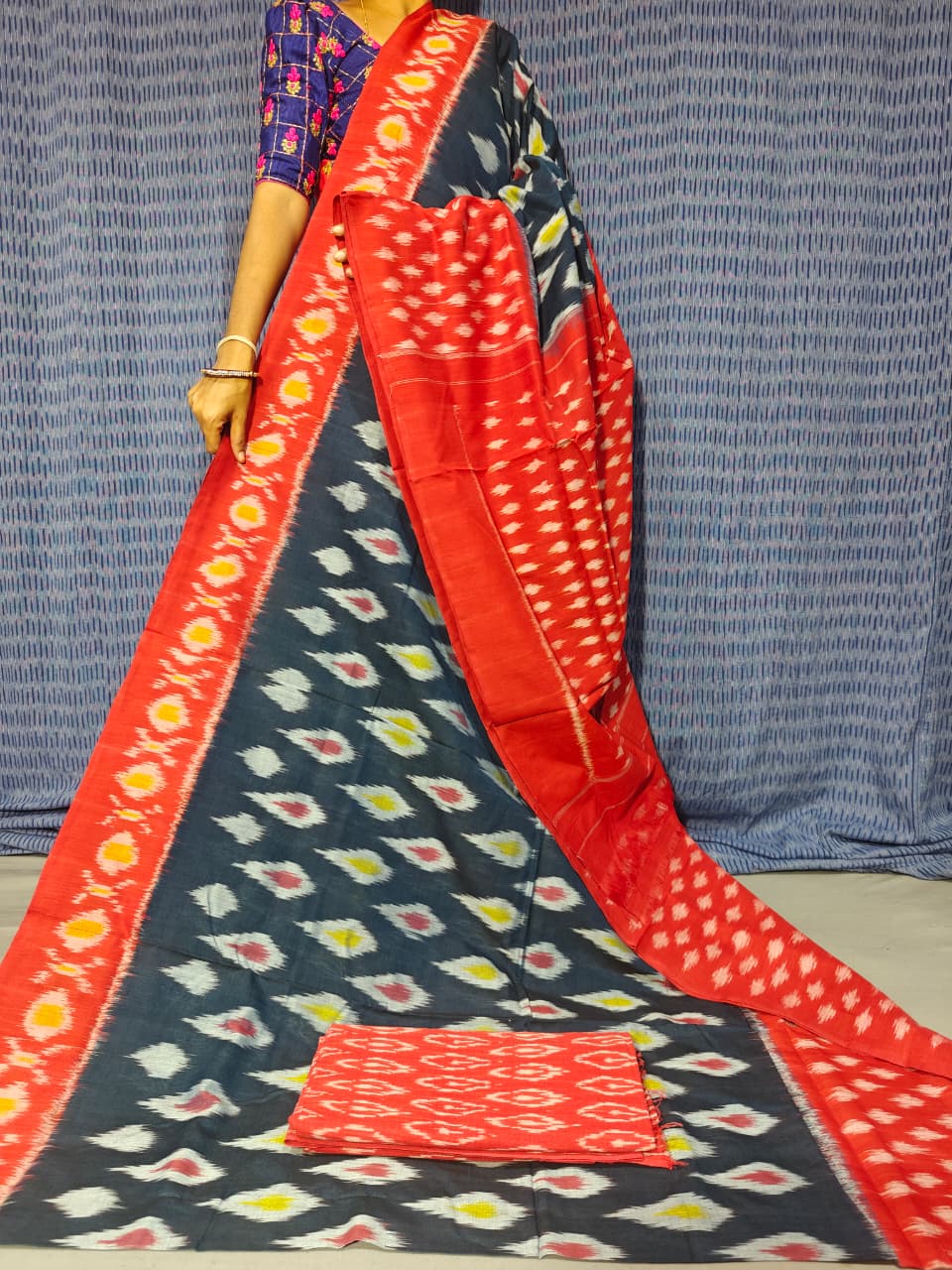 Pochampally Double Ikkat Mercerized Cotton Sarees -PRSM29055