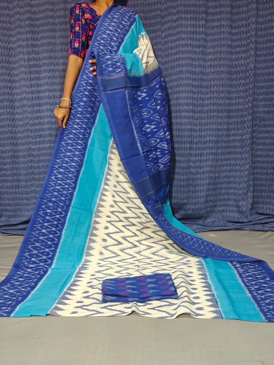 Pochampally Double Ikkat Mercerized Cotton Sarees -PRSM29077