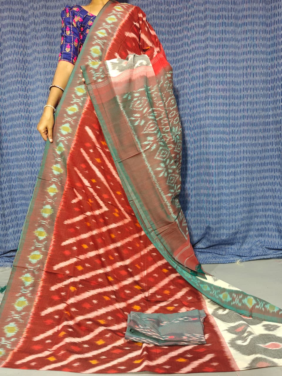 Pochampally Double Ikkat Mercerized Cotton Sarees -PRSM29093