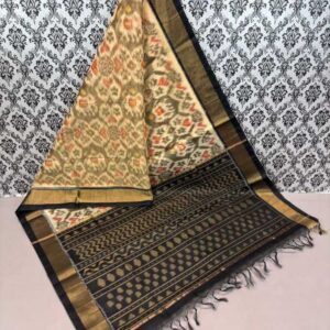 Pure Ikkat Sico Silk Cotton Sarees, 4 Inch Border Handloom Saree With Blouse - CK4SICO00010