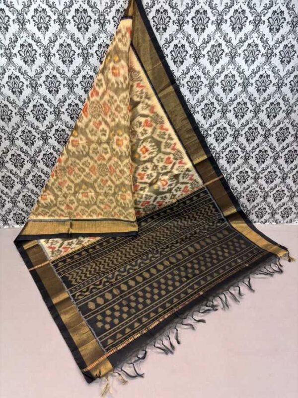 Pure Ikkat Sico Silk Cotton Sarees, 4 Inch Border Handloom Saree With Blouse - CK4SICO00010