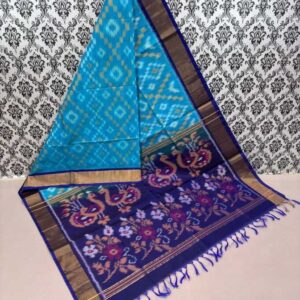 Pure Ikkat Sico Silk Cotton Sarees, 4 Inch Border Handloom Saree With Blouse - CK4SICO00011
