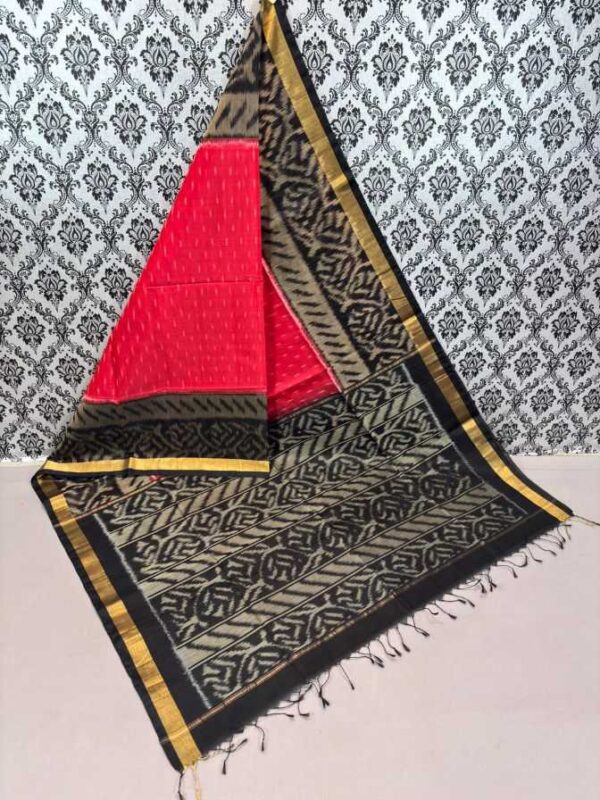 Pure Ikkat Sico Silk Cotton Sarees, 4 Inch Border Handloom Saree With Blouse - CK4SICO00012
