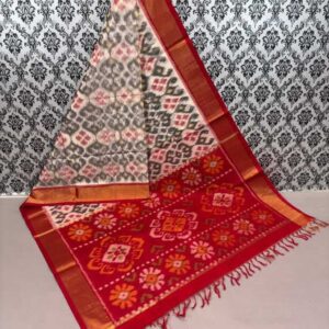 Pure Ikkat Sico Silk Cotton Sarees, 4 Inch Border Handloom Saree With Blouse - CK4SICO00013
